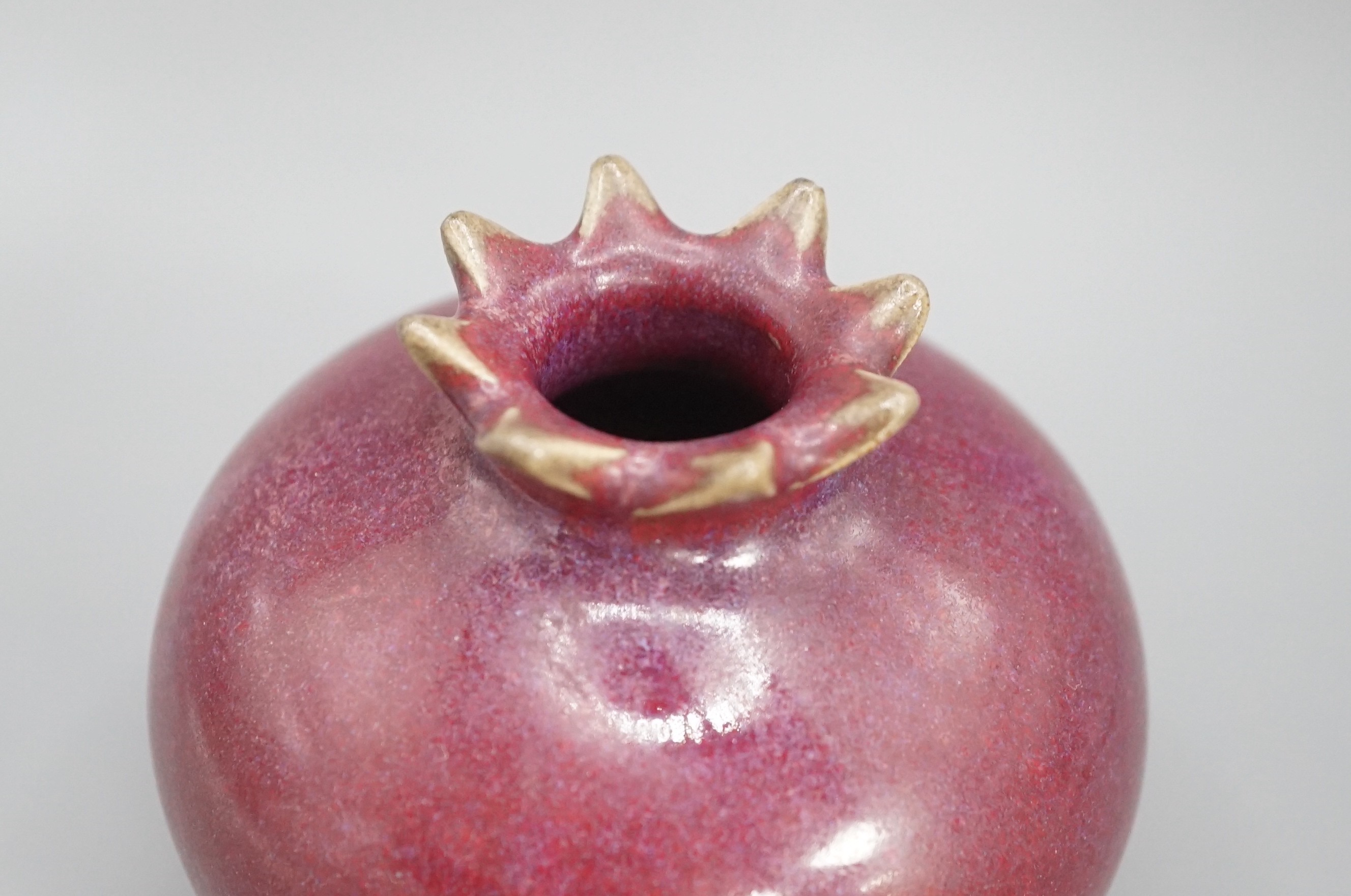 A Chinese Jun type pomegranate shaped vase, Qing dynasty 8cm